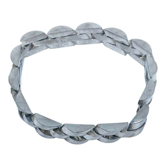 Mens Stamped .925 “Sterling” Silver Chain Link Bracelet Beautiful Substantial We - Picture 1 of 11